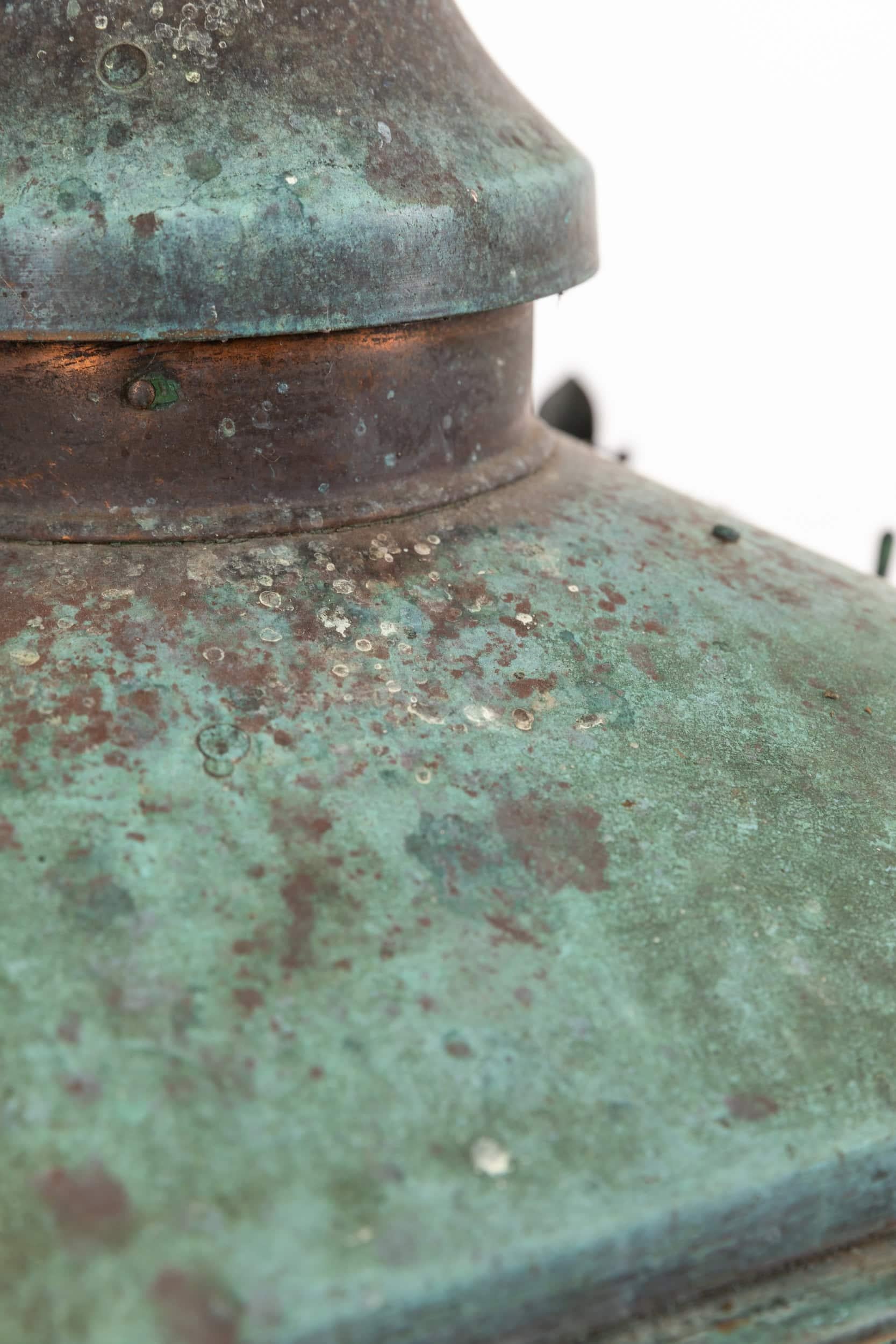 Huge Antique Victorian Late 19th Century Copper Verdigris Lantern Light. C.1890 For Sale 1