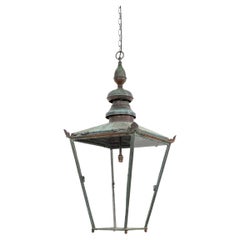 Huge Antique Victorian Late 19th Century Copper Verdigris Lantern Light. C.1890