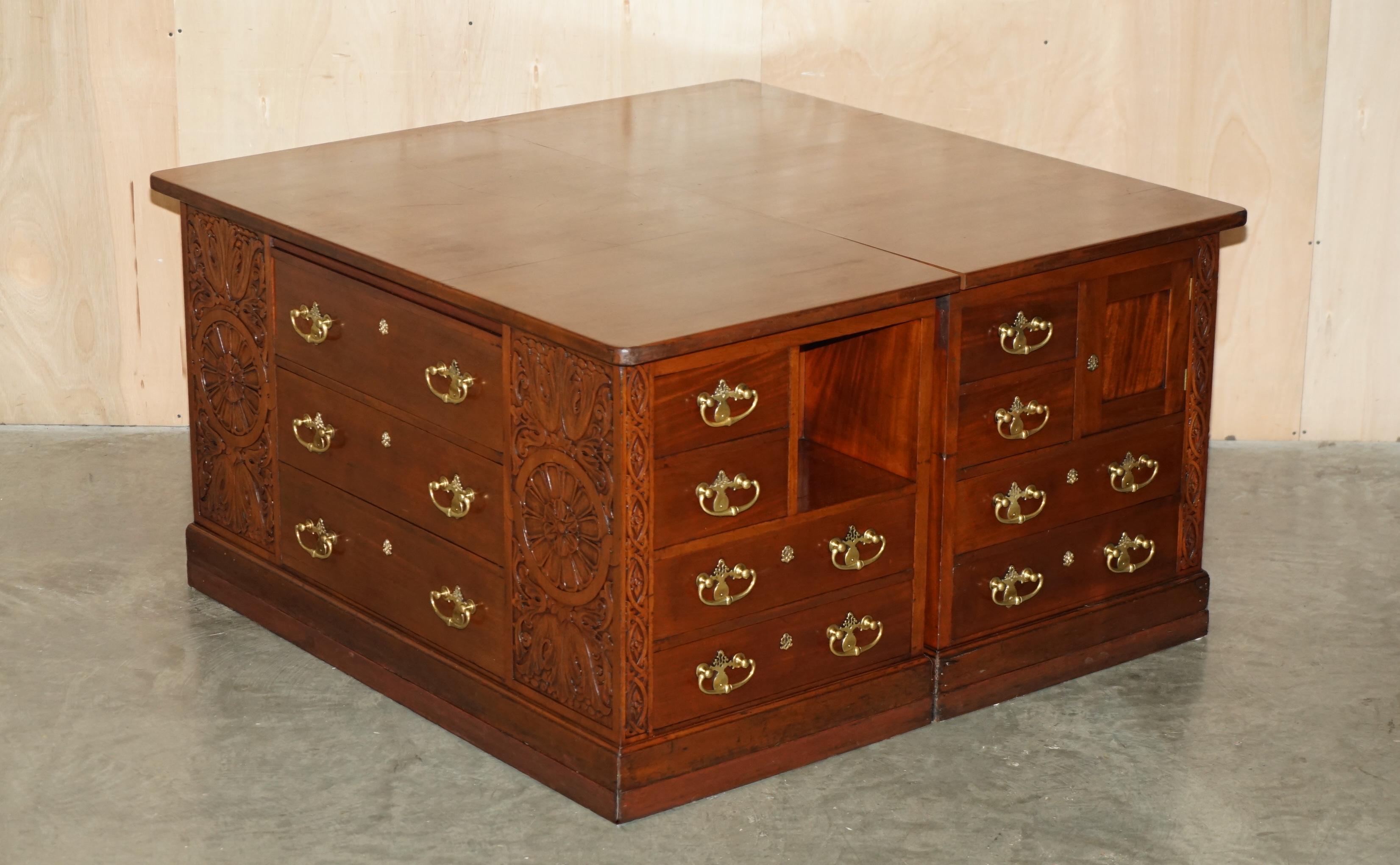 Royal House Antiques

Royal House Antiques is delighted to offer for sale this stunning, absolutely massive Estate made desk, Island or pair of Sideboards hand carved in the Thomas Chippendale manor 

Please note the delivery fee listed is just a