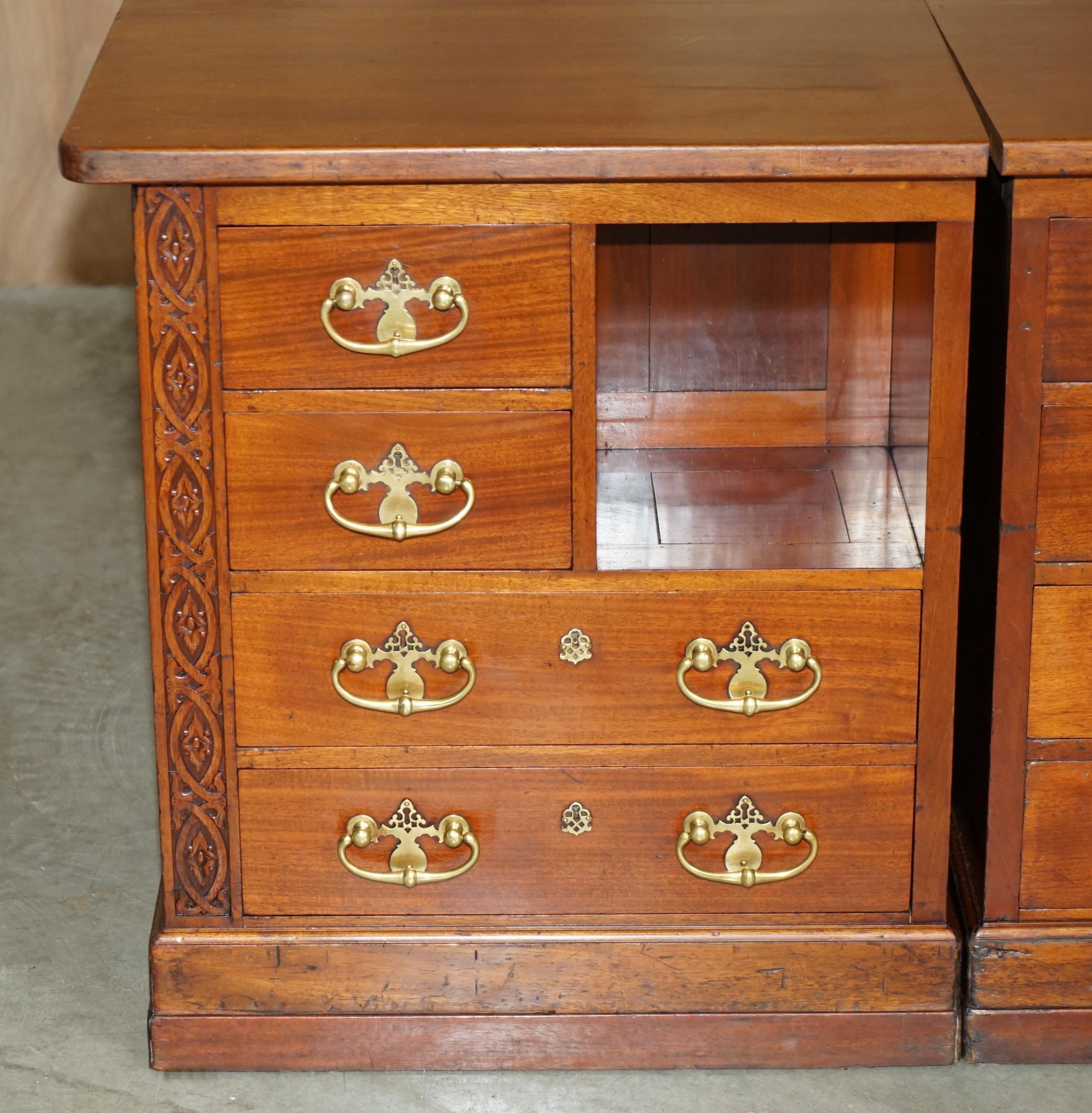 English HUGE ANTIQUE VICTORIAN THOMAS CHIPPENDALE ESTATE DESK OR TWO SIDEBOARD DRAWERs For Sale
