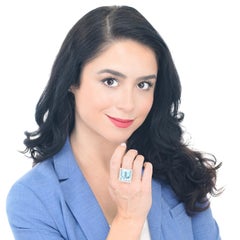 Huge Aquamarine and Diamond Ring