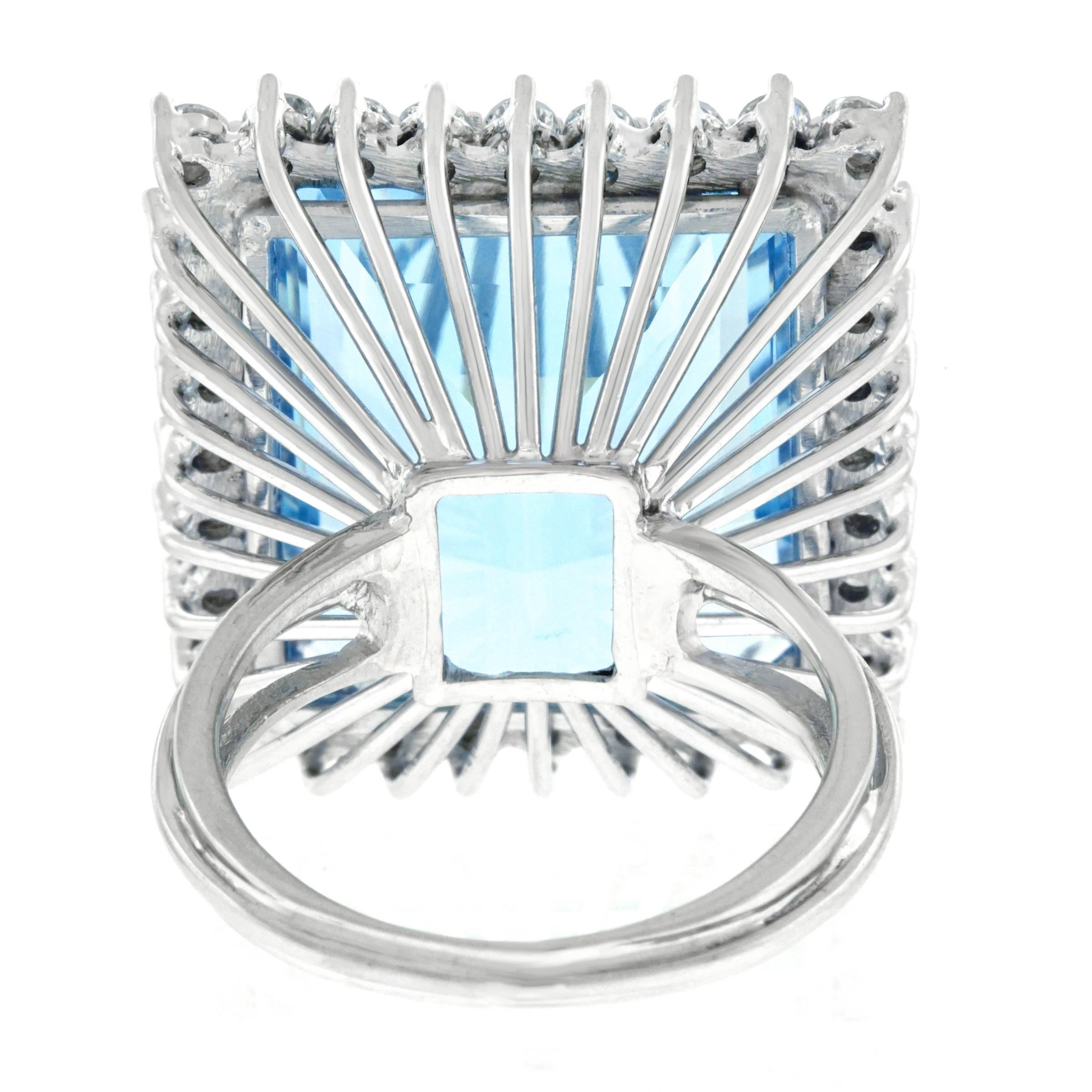 Women's or Men's Huge Aquamarine and Diamond Ring