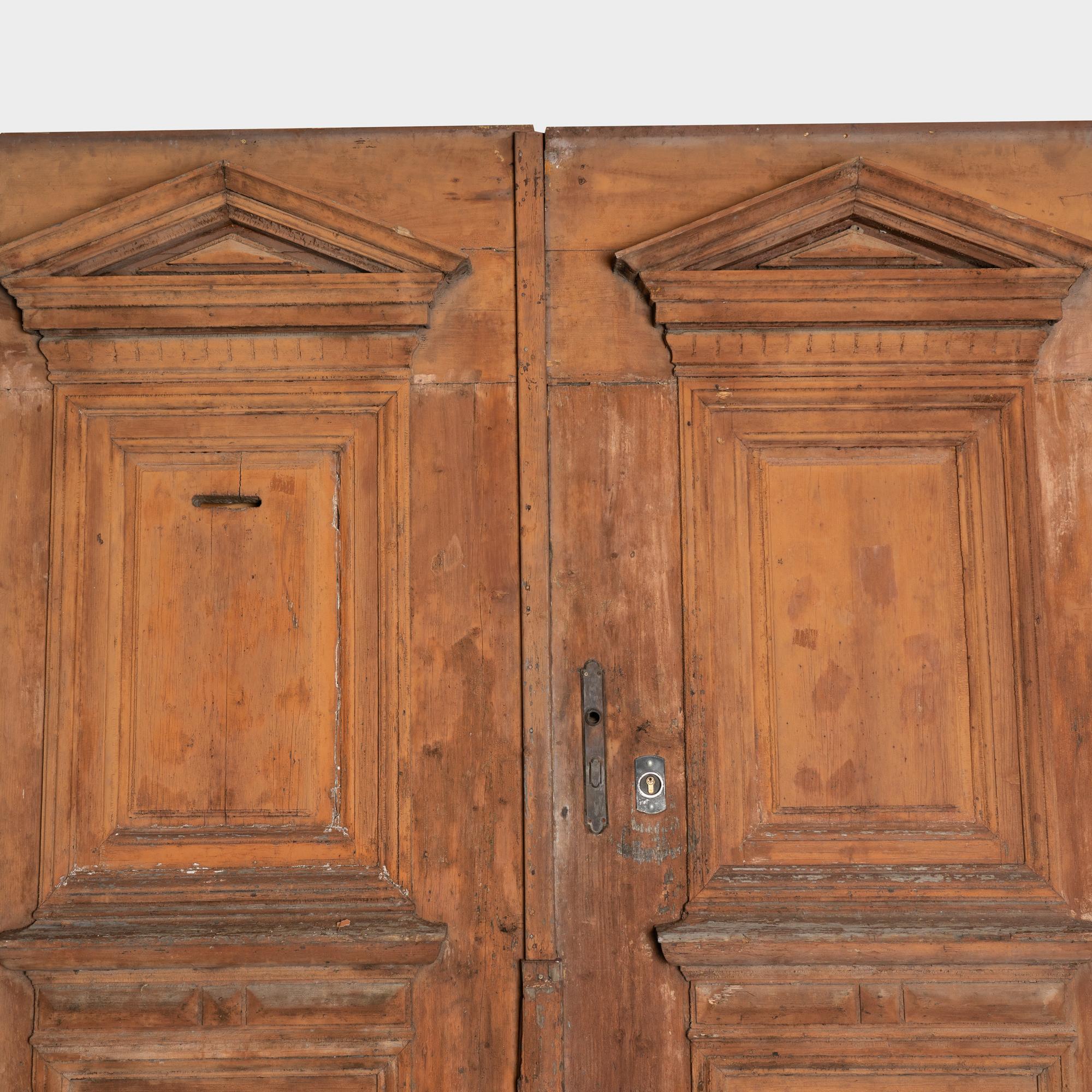 Hungarian Huge Architectural Salvaged Doors With Arched Transom, Hungary circa 1840-60