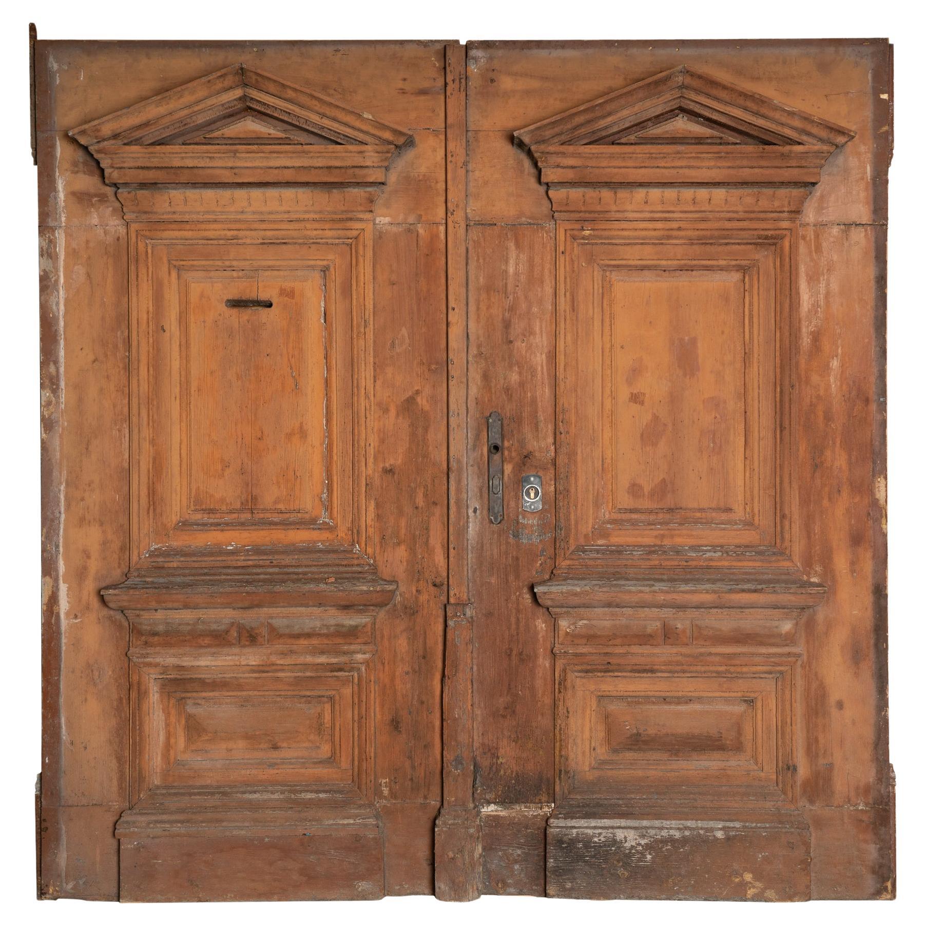 Huge Architectural Salvaged Doors With Arched Transom, Hungary circa 1840-60