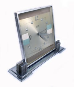 Huge Art Deco 1930s Chrome Mantle Clock by LIP