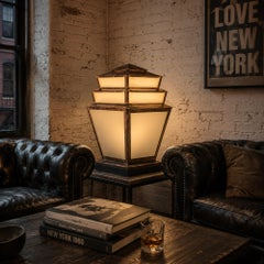 Huge Art Deco English Copper Glass Light