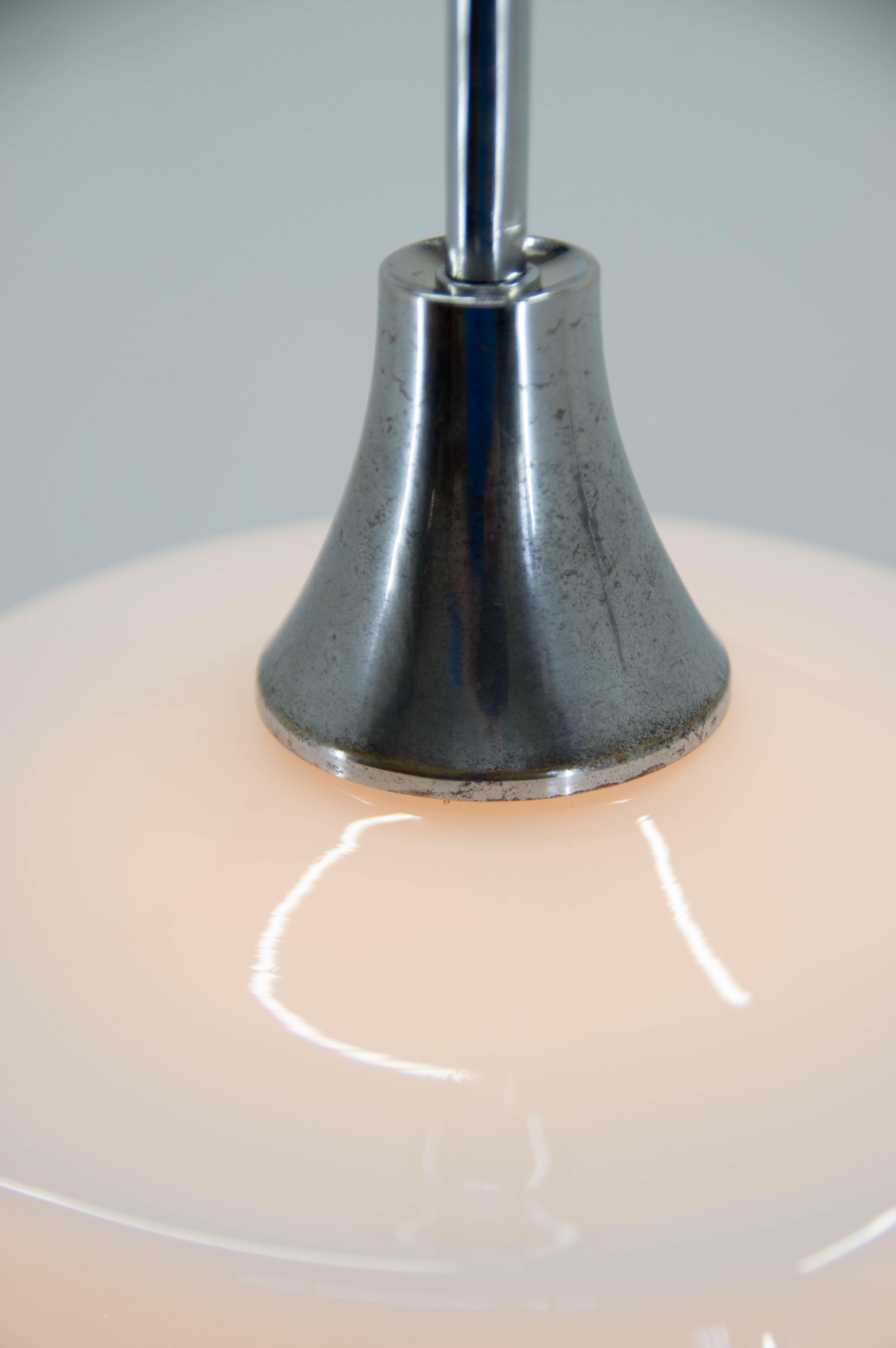 Mid-20th Century Huge Art Deco Glass Pendant, Czechoslovakia, 1940s For Sale