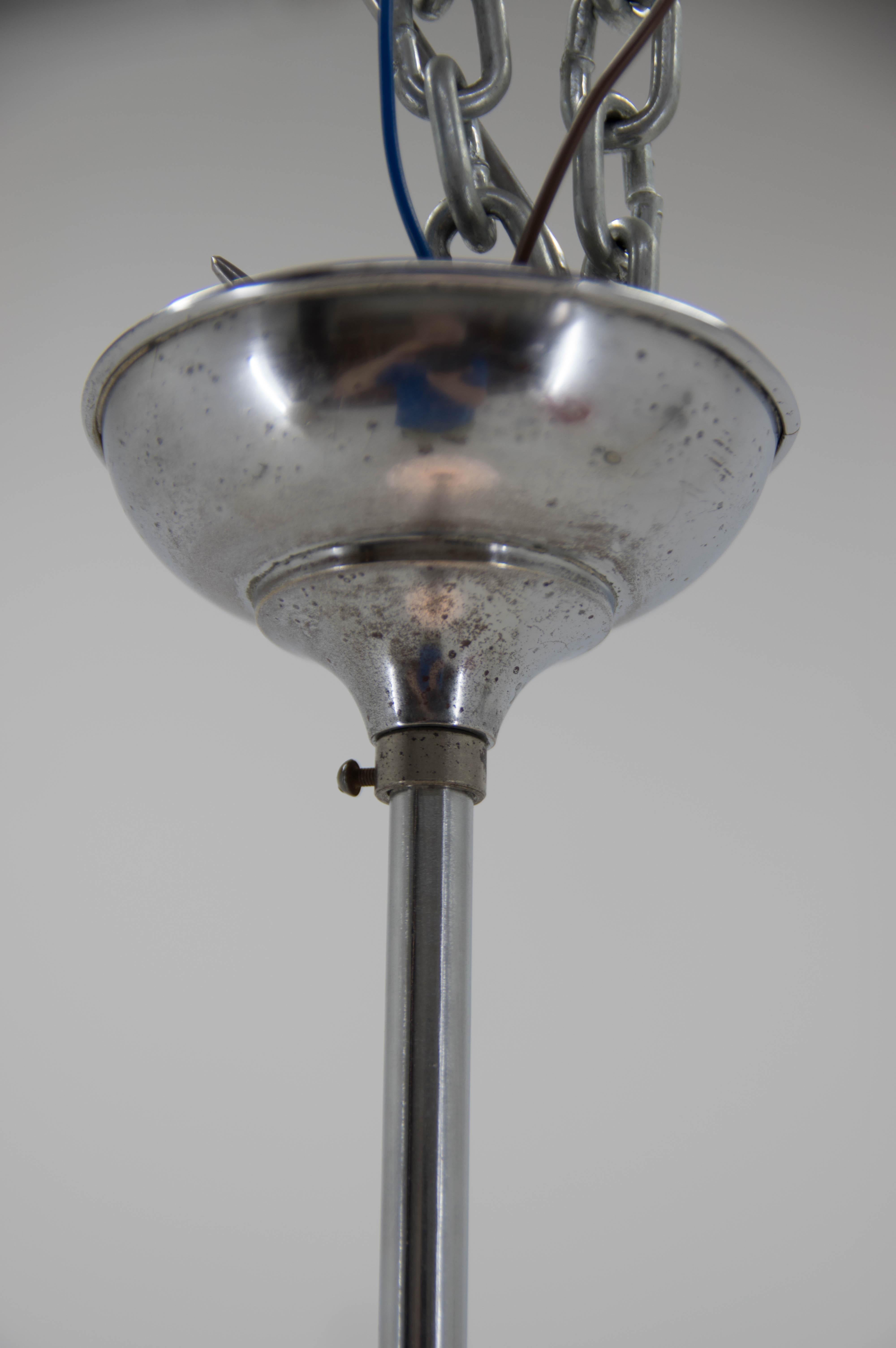Opaline Glass Huge Art Deco Glass Pendant, Czechoslovakia, 1940s For Sale