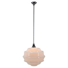 Huge Art Deco Glass Pendant, Czechoslovakia, 1940s