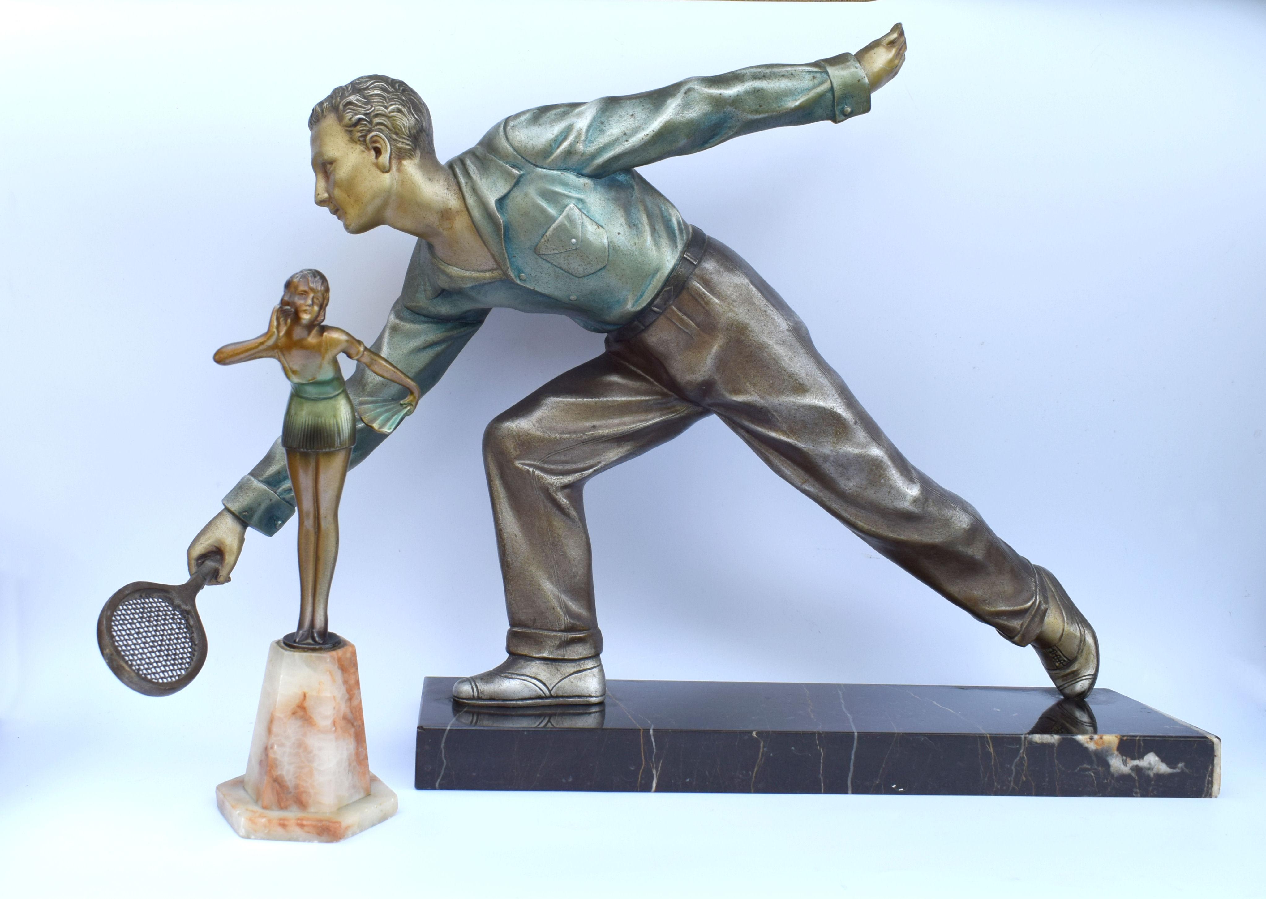 Huge Art Deco Male Figure Tennis Player, French, circa 1930 For Sale 4