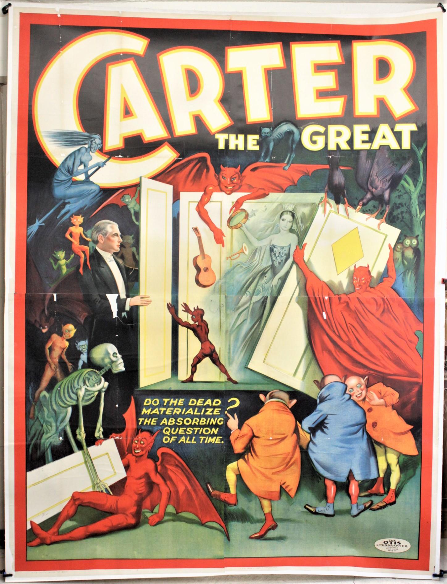 Huge Original Art Deco 'Carter the Great' the Magician Travelling Show Poster 10