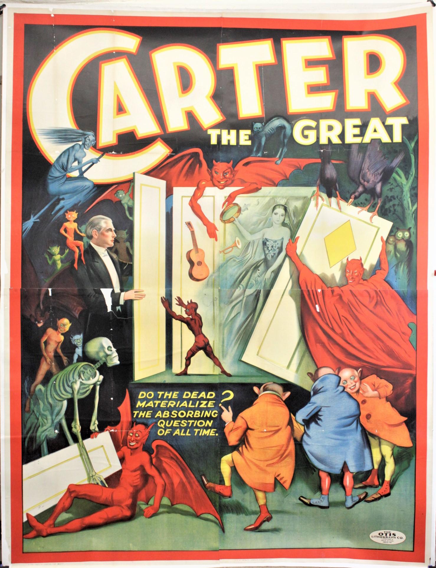 Art déco Grande affiche originale Art Déco « Carter the Great » (Carter le grand), le Magician Travelling Show