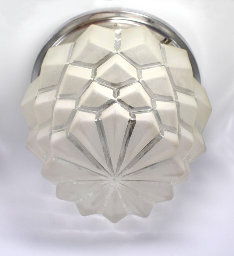 Huge Art Deco Skyscraper Flush Ceiling Light French Circa