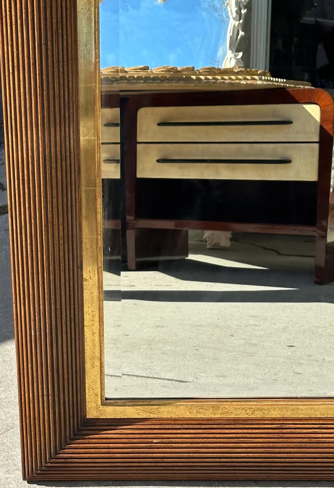 Huge Art Deco Style Paul Ferrante Mahogany & Giltwood Mirror In Good Condition In LOS ANGELES, CA