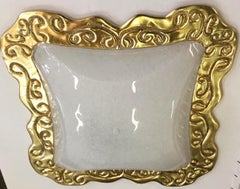 Huge Art Deco Style Square Murano Glass and Gold Modern Flushmount