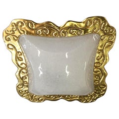 Huge Art Deco Style Square Murano Glass and Gold Modern Flushmount