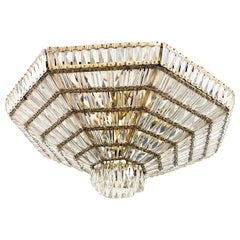 Enorme lampadario Art Deco in ottone con cristalli Swarovski, Austria, anni '60