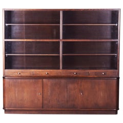 Huge Art Deco Walnut Two-Part Bookcase from Czechoslovakia by Jindrich Halabala