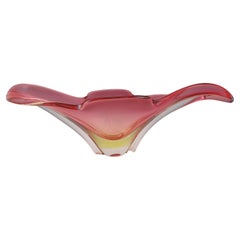 HUGE Arte Nuova Murano Pink & Uranium Sommerso Glass Bowl