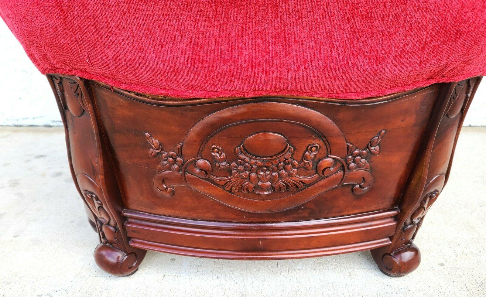 Huge Asian Chinoiserie Carved Rosewood Armchair For Sale 5