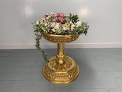 Huge Asnaghi Hand Carved Wood Pedestal Plant Stand in Gilt