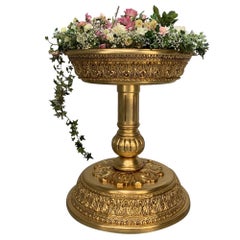 Huge Asnaghi Hand Carved Wood Pedestal Plant Stand in Gilt