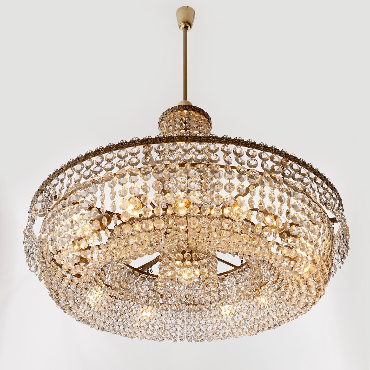 Huge Bakalowits Chandelier No. 3330, Nickel Brass Crystals, 1960s For Sale 4