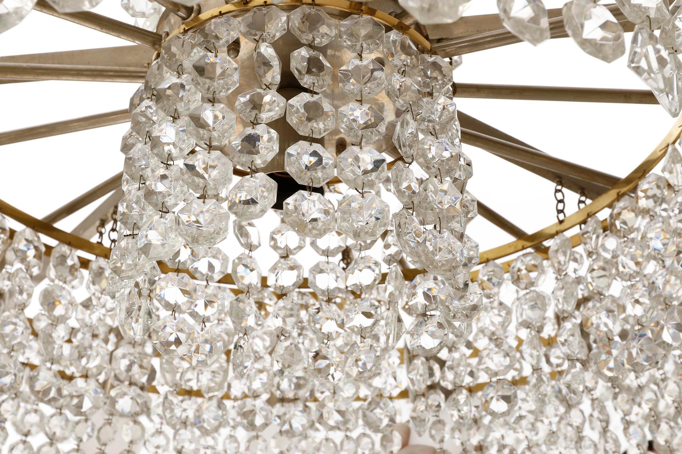 Huge Bakalowits Chandelier No. 3330, Nickel Brass Crystals, 1960s For Sale 8