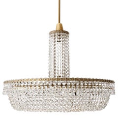 Huge Bakalowits Chandelier No. 3330, Nickel Brass Crystals, 1960s