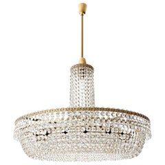 Huge Bakalowits Chandelier No. 3330, Nickel Brass Crystals, 1960s