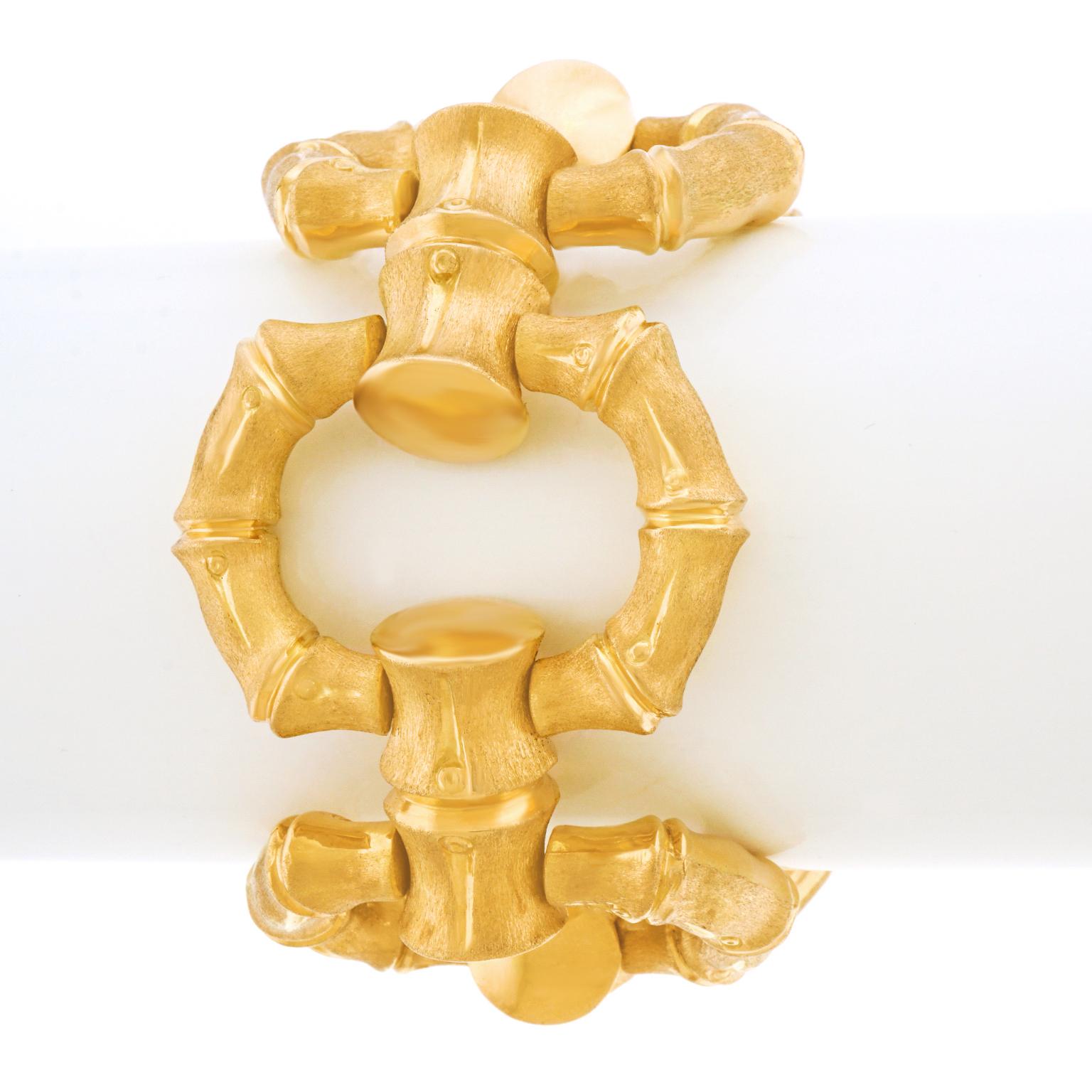 Huge Bamboo Motif Gold Bracelet 3