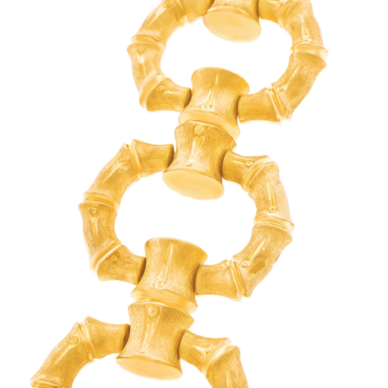 Huge Bamboo Motif Gold Bracelet 4