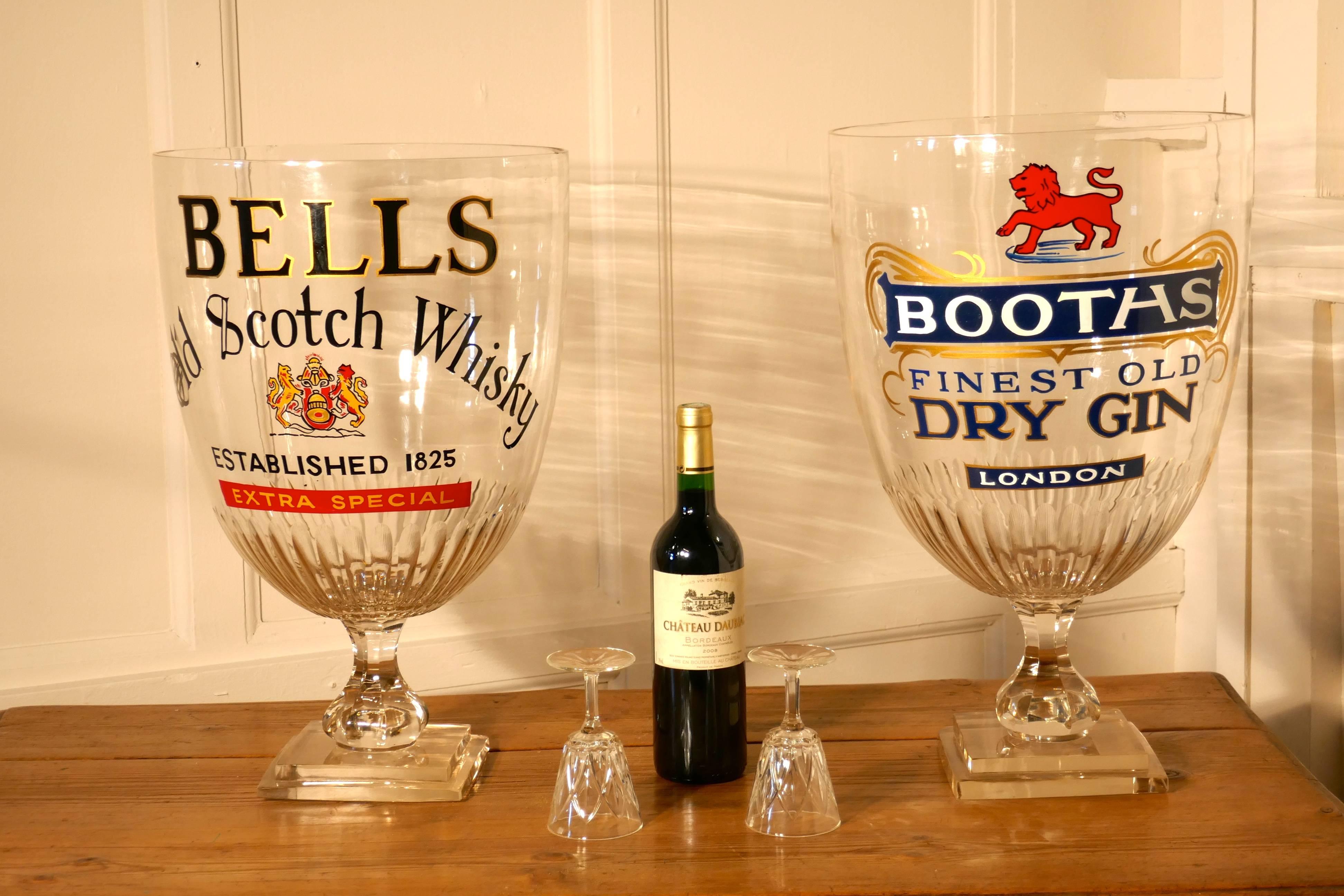 Huge bar chalice, Victorian advertising bells scotch whisky


This is an oversized glass, made for Pub or Bar display advertising. 
The glass stands on a thick stepped square base, it has a fluted bowl and is 20” high
It is advertising Bells
