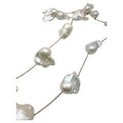 Huge Baroque Pearl necklace 14KT gold
