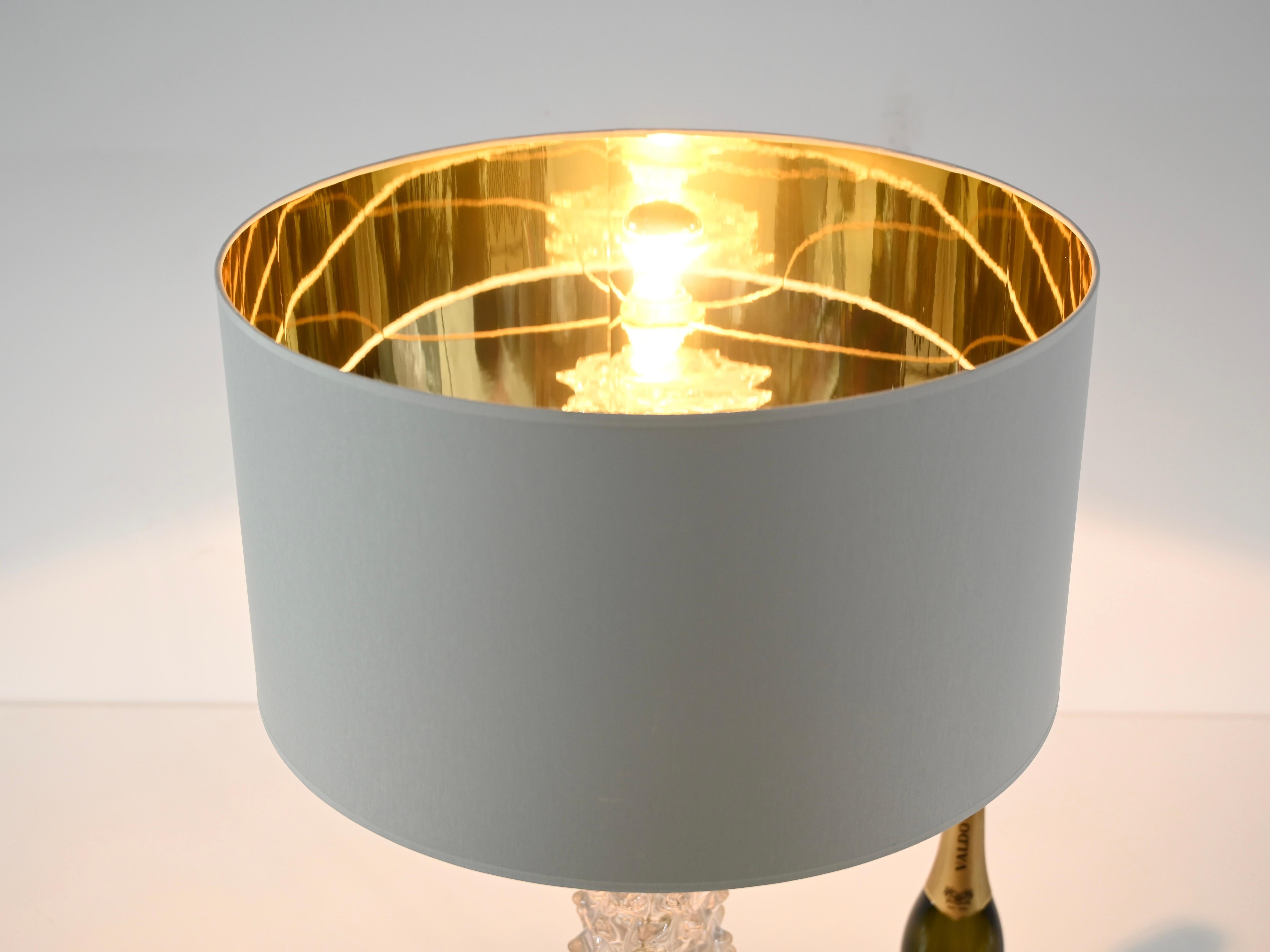 Enorme lámpara de mesa Barovier de cristal rostrato de Murano con pantalla de lino, Italia Años 50 en venta 2