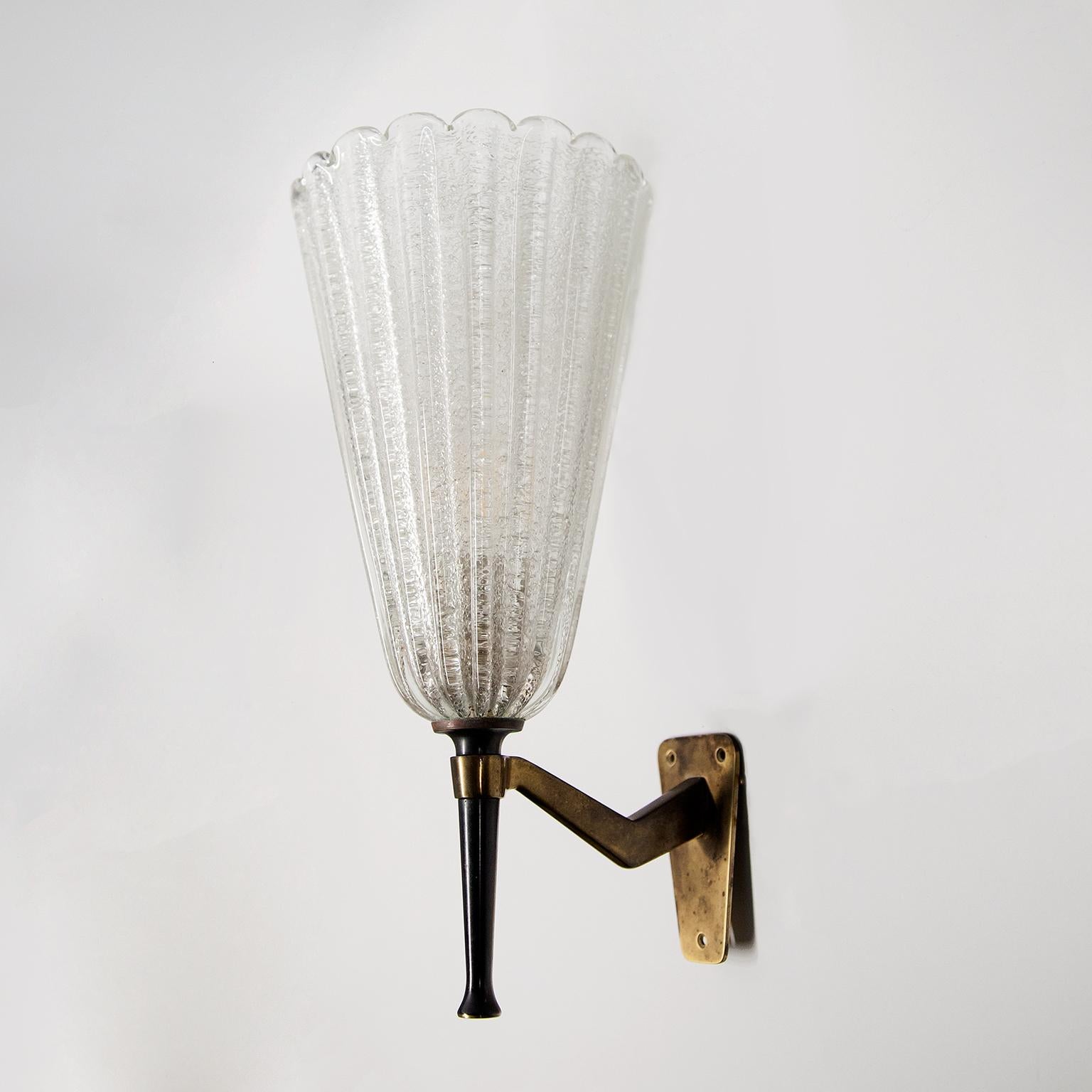 Mid-Century Modern Grandes appliques Barovier Rugiada Italie années 1960