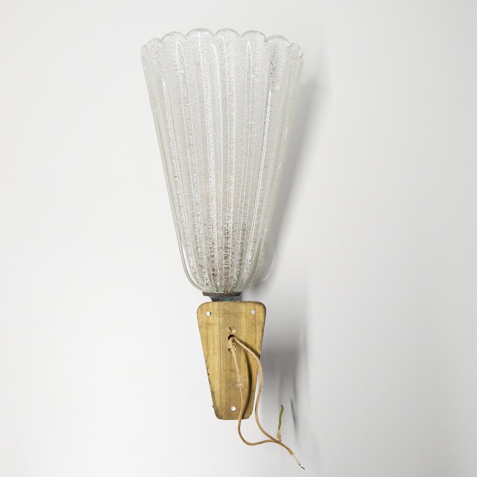 italien Grandes appliques Barovier Rugiada Italie années 1960