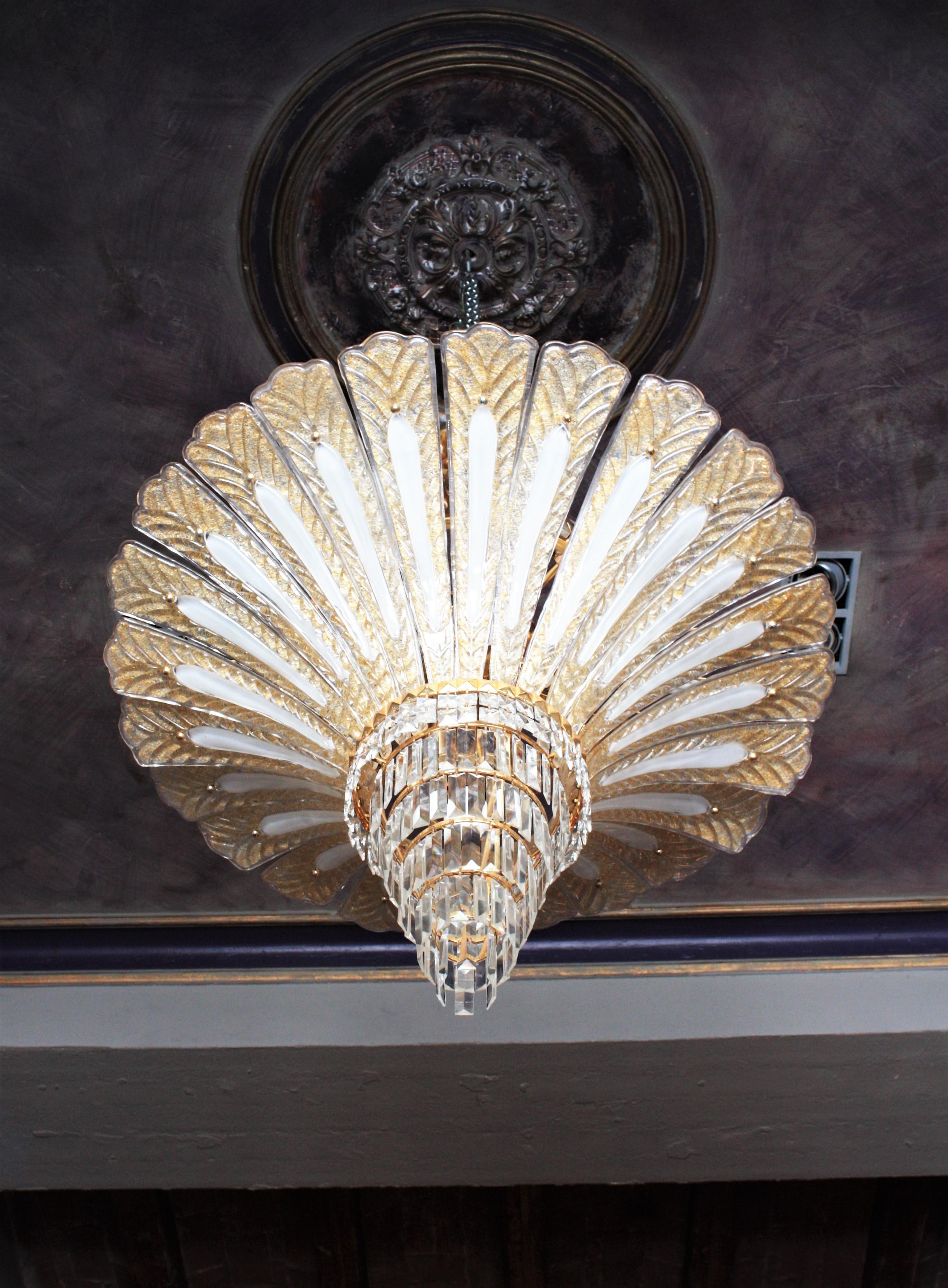 Barovier Toso Attributed Murano Gold Palm Tree Chandelier  5