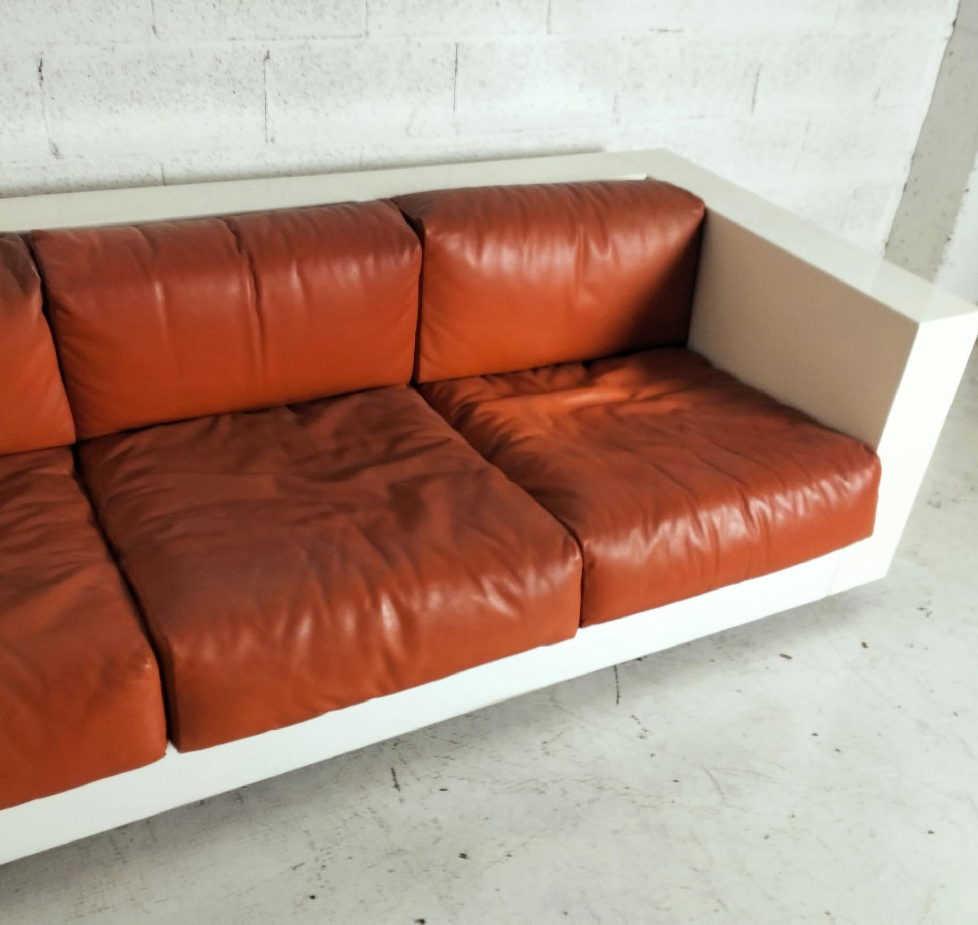 Huge “Saratoga” 4 seater sofa by Massimo and Lella Vignelli for Poltronova 60s 1