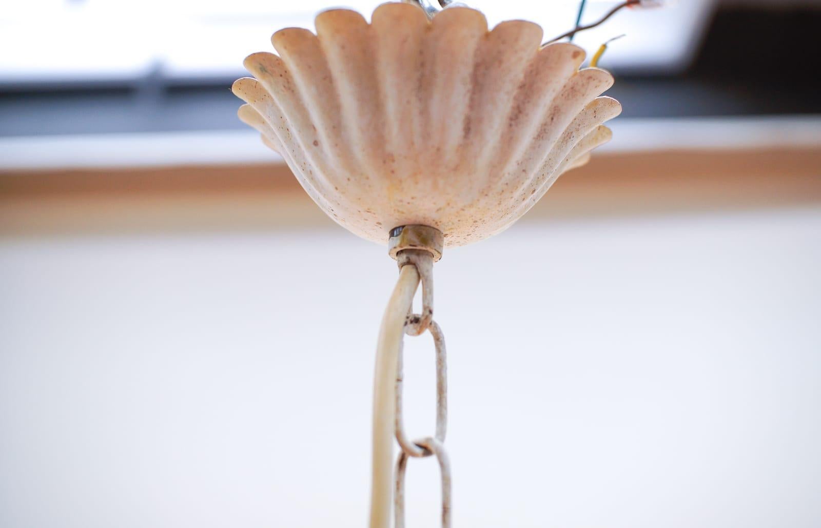 Huge Beautiful Hand Painted Wheat Sheaf Hanging Lamp, 1960s, Italy 8
