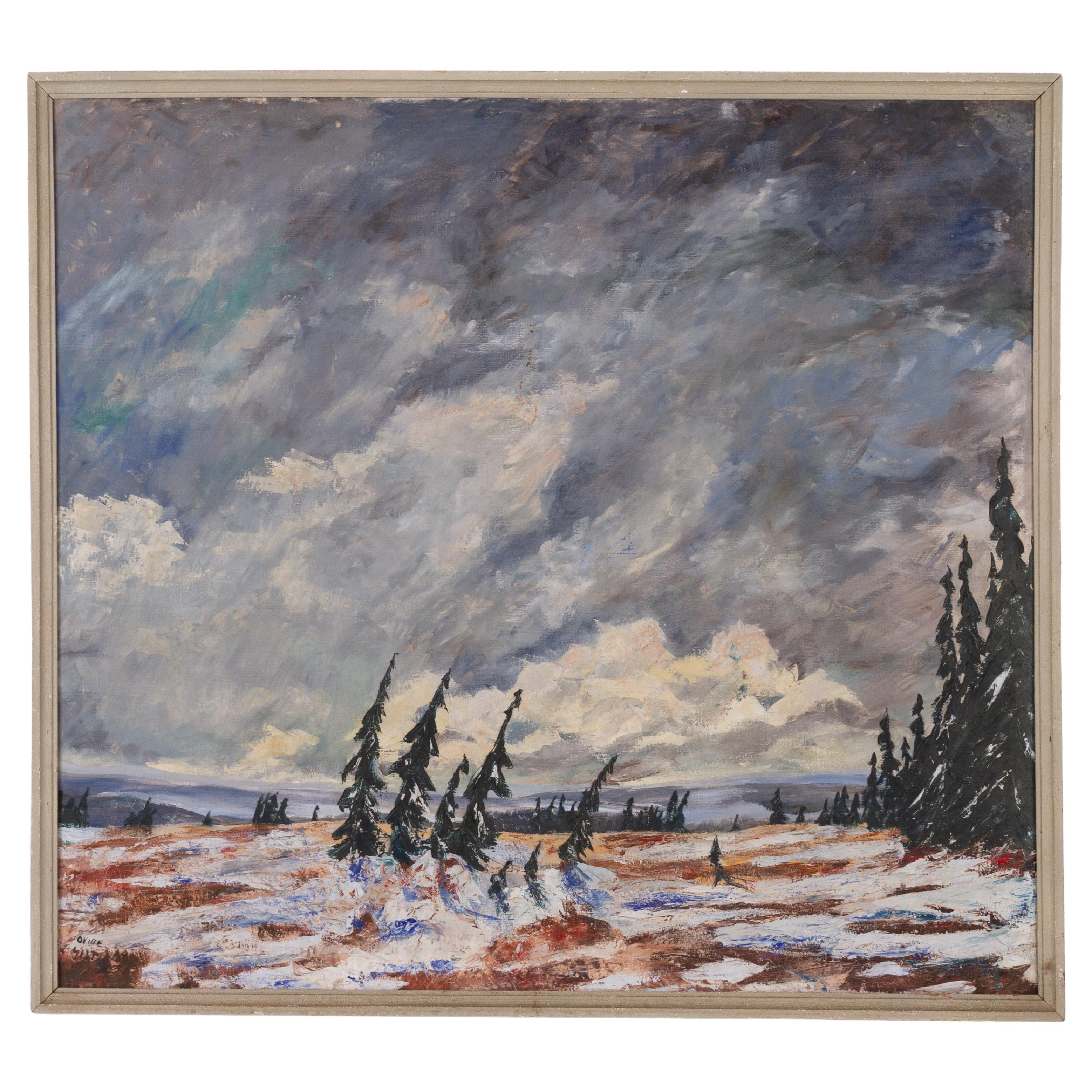 Huge belgische Winterlandschaft, Ölgemälde, signiert