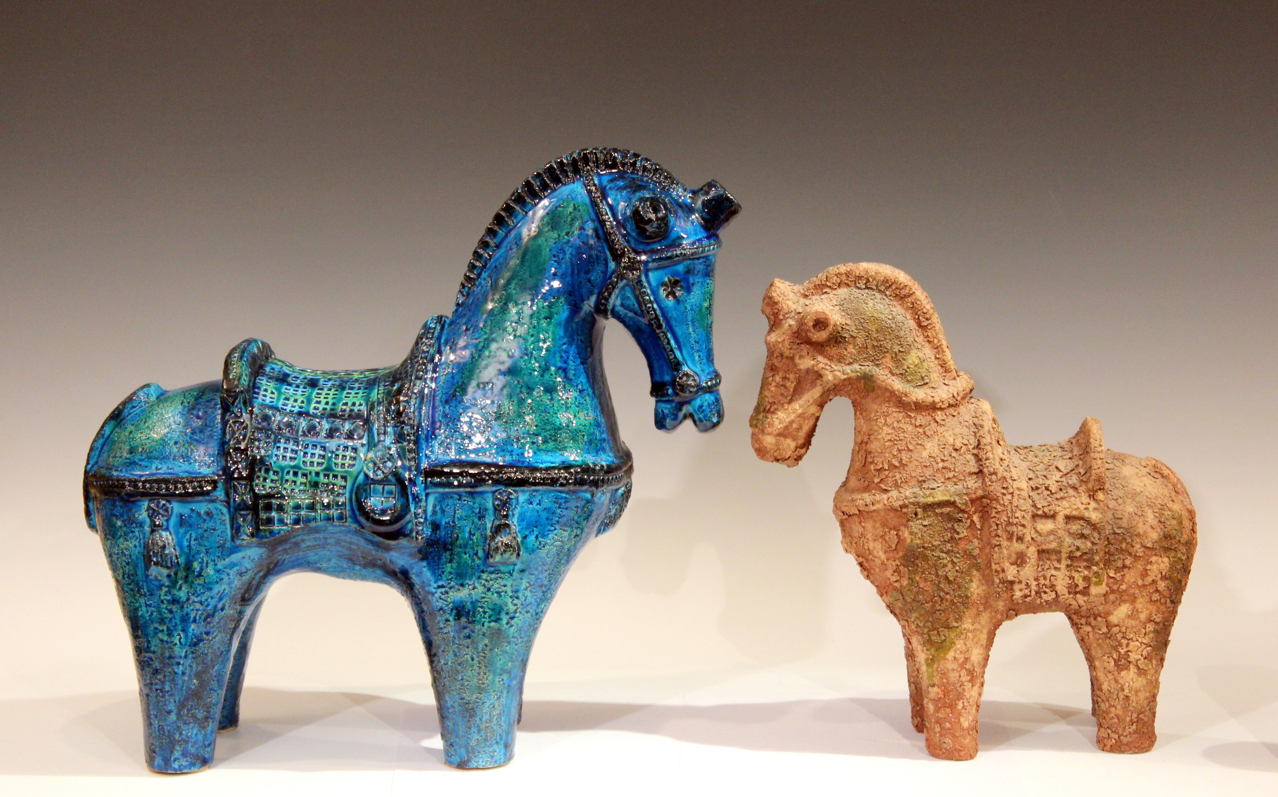 Huge Bitossi Rimini Blue Horse Italian Londi Pottery Raymor Figure Sculpture 5