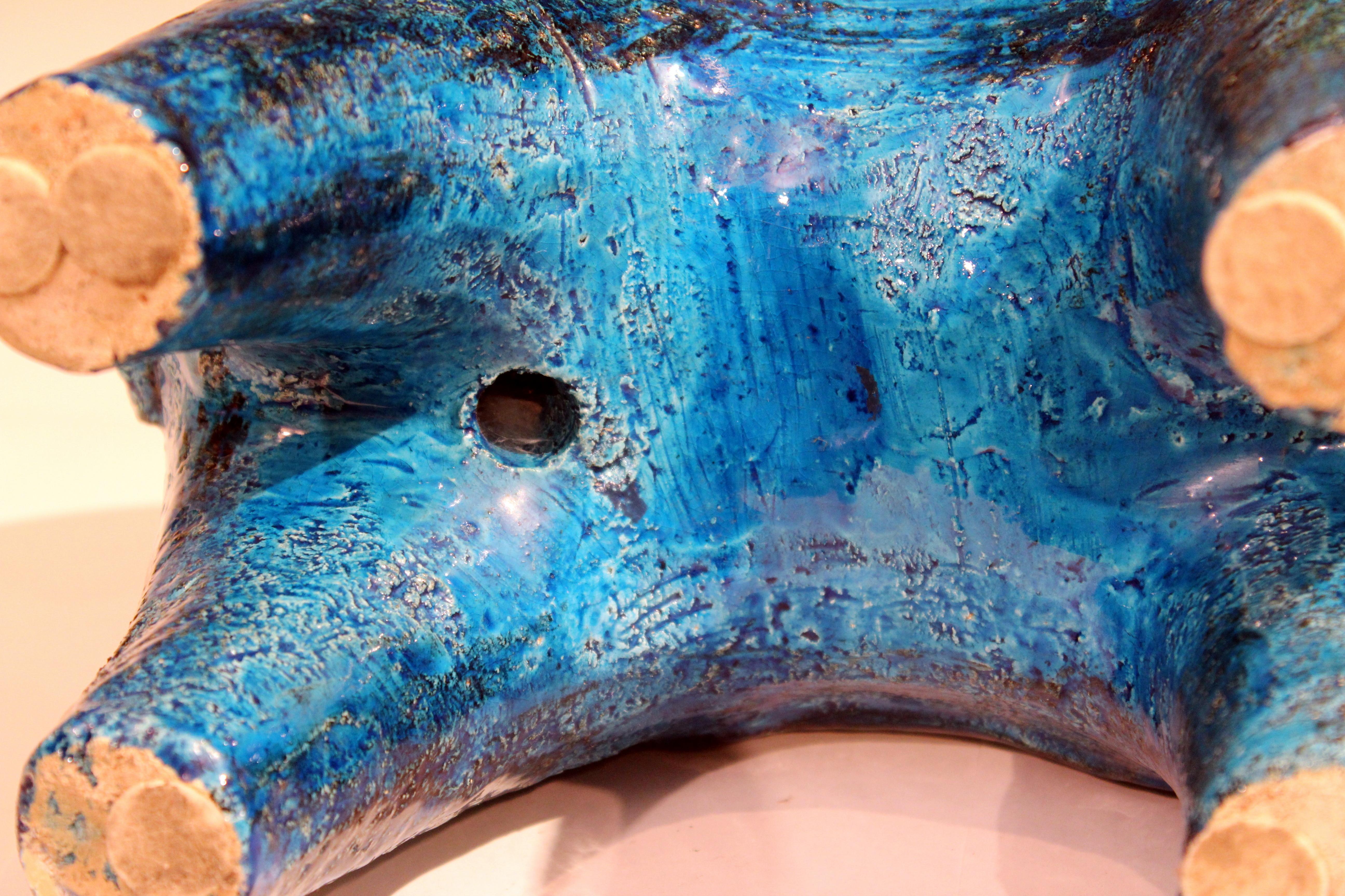 Huge Bitossi Rimini Blue Horse Italian Londi Pottery Raymor Figure Sculpture 1