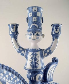 Huge Bjorn Wiinblad Figure from the Blue House, Candlestick Rider on Horse