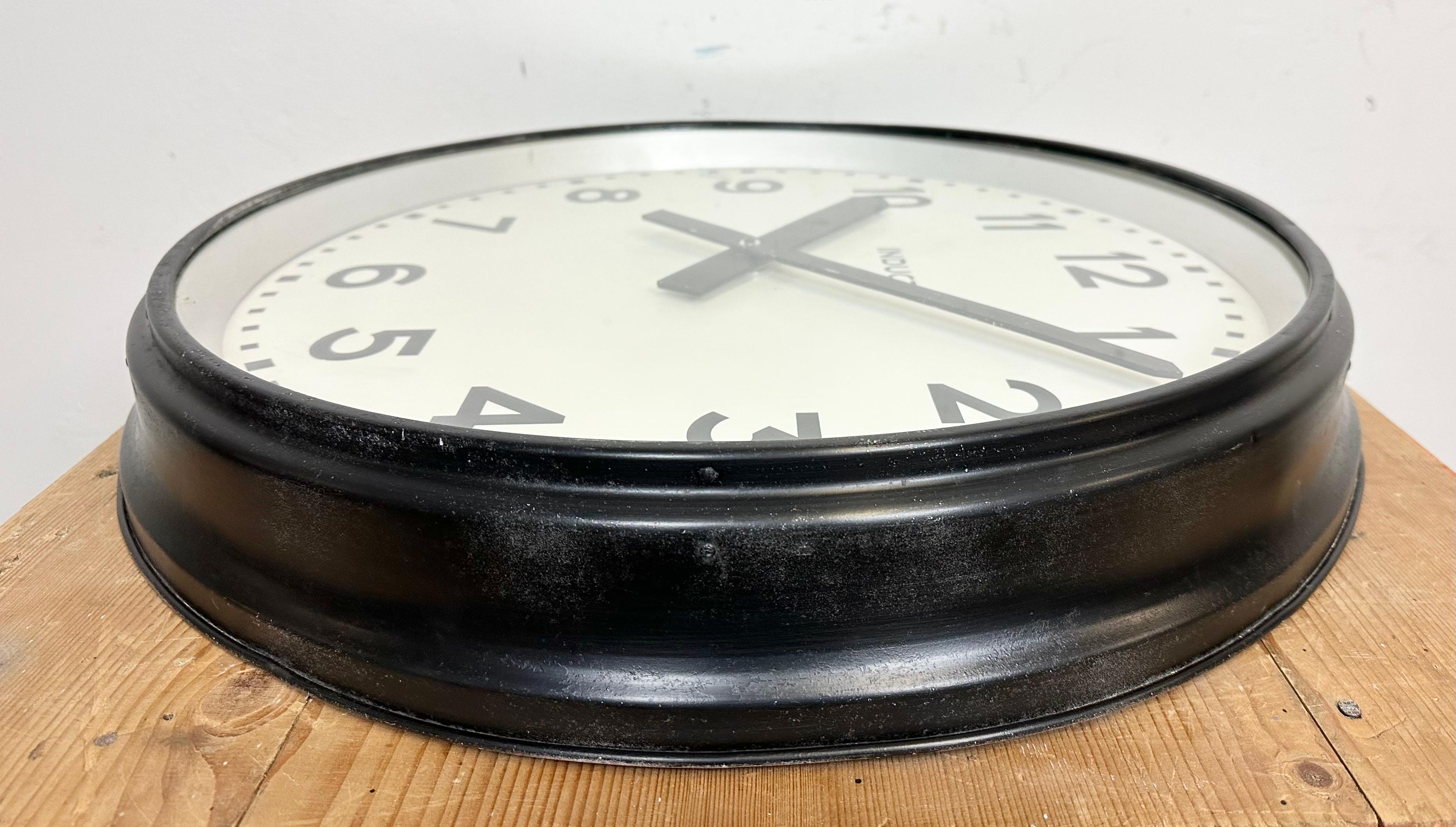 Huge Black Swiss Industrial Wall Clock from Inducta, 1960s 4