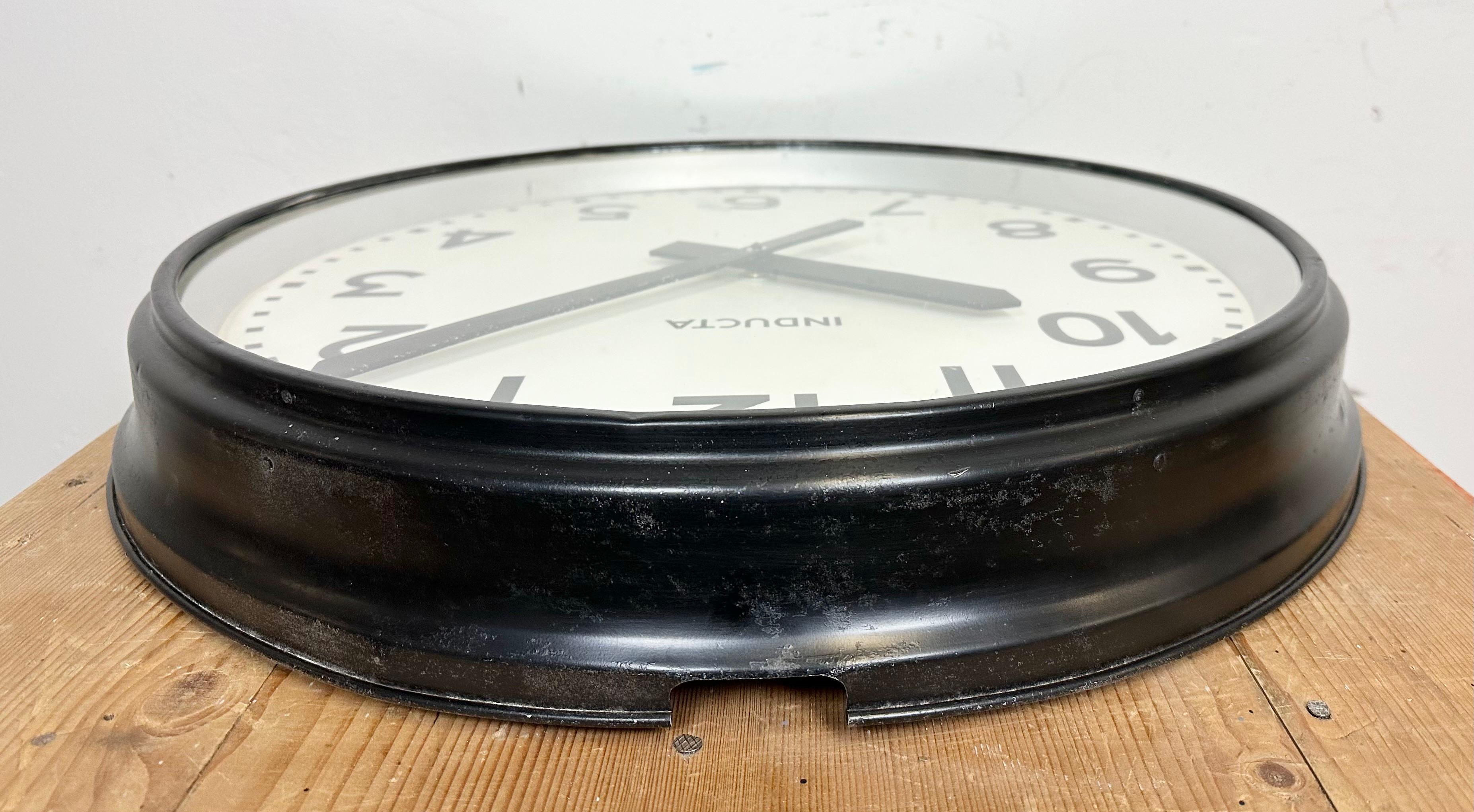 Huge Black Swiss Industrial Wall Clock from Inducta, 1960s 5