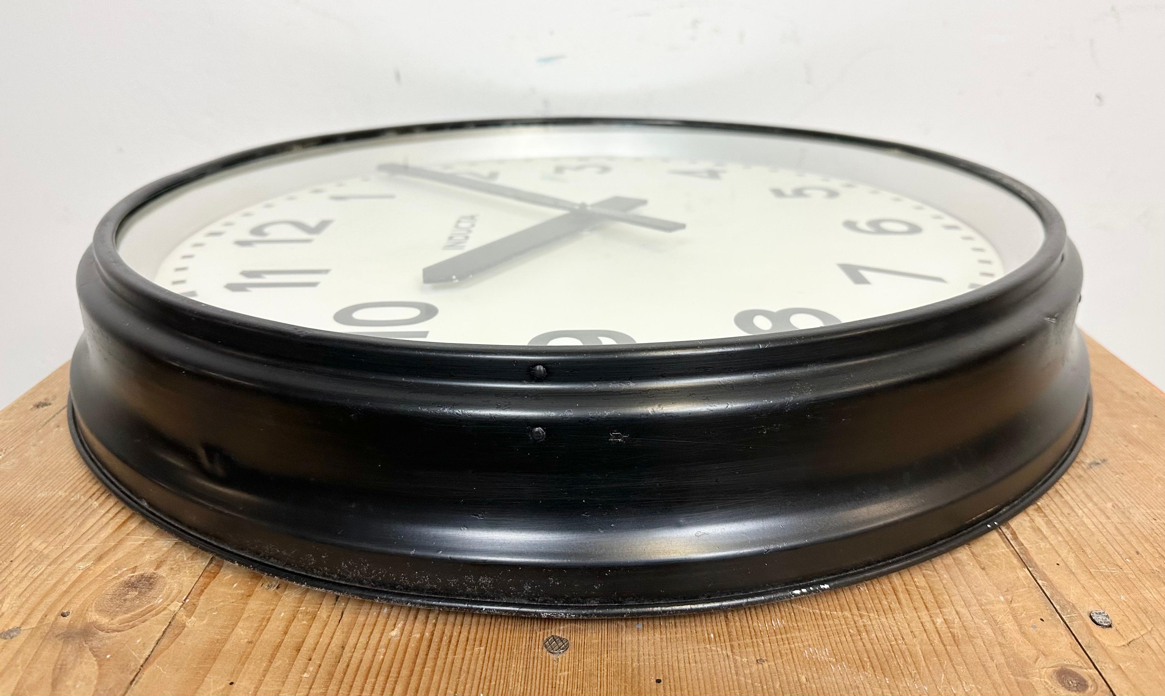 Huge Black Swiss Industrial Wall Clock from Inducta, 1960s 7