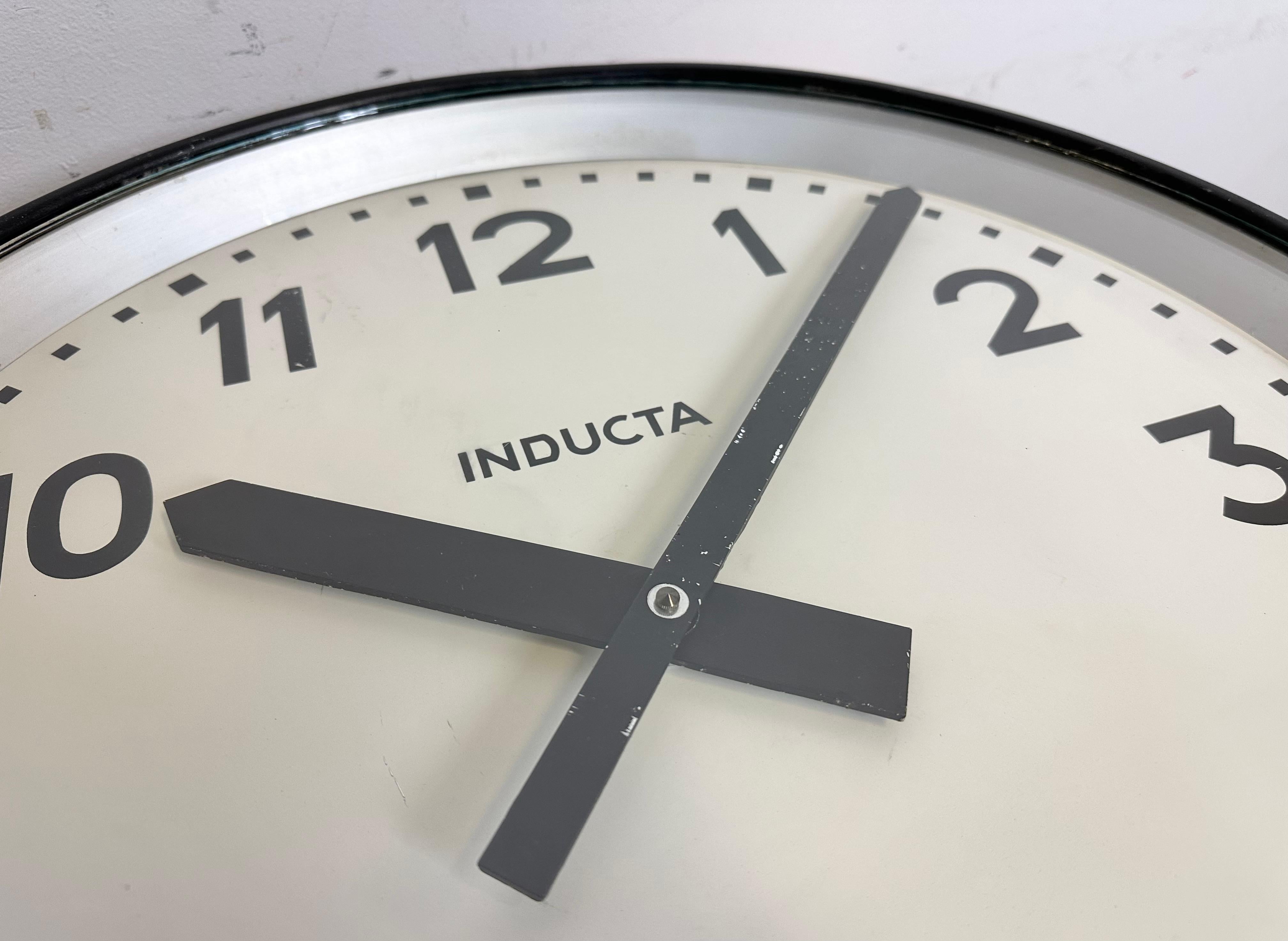 Huge Black Swiss Industrial Wall Clock from Inducta, 1960s 10