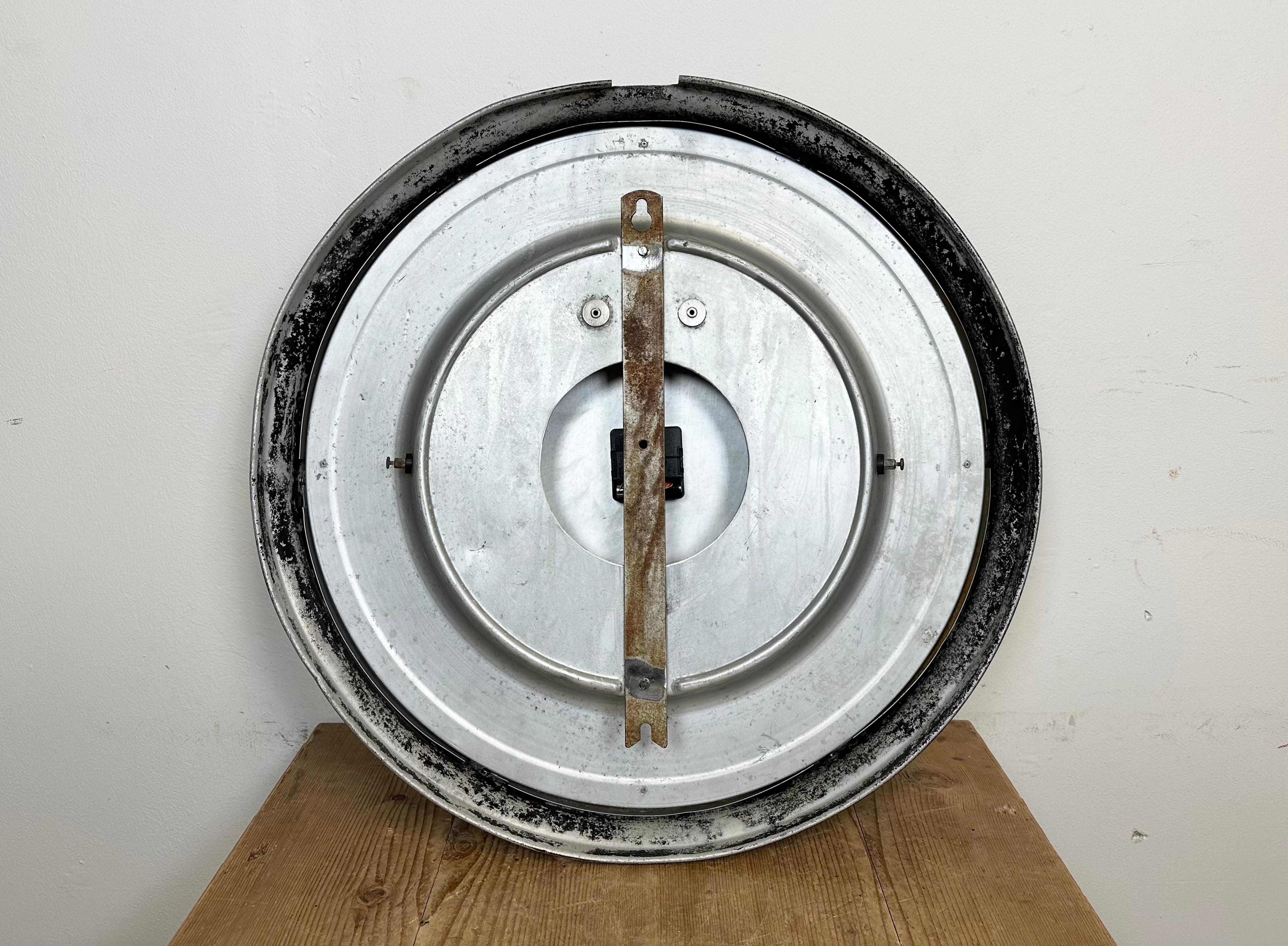 Huge Black Swiss Industrial Wall Clock from Inducta, 1960s 11