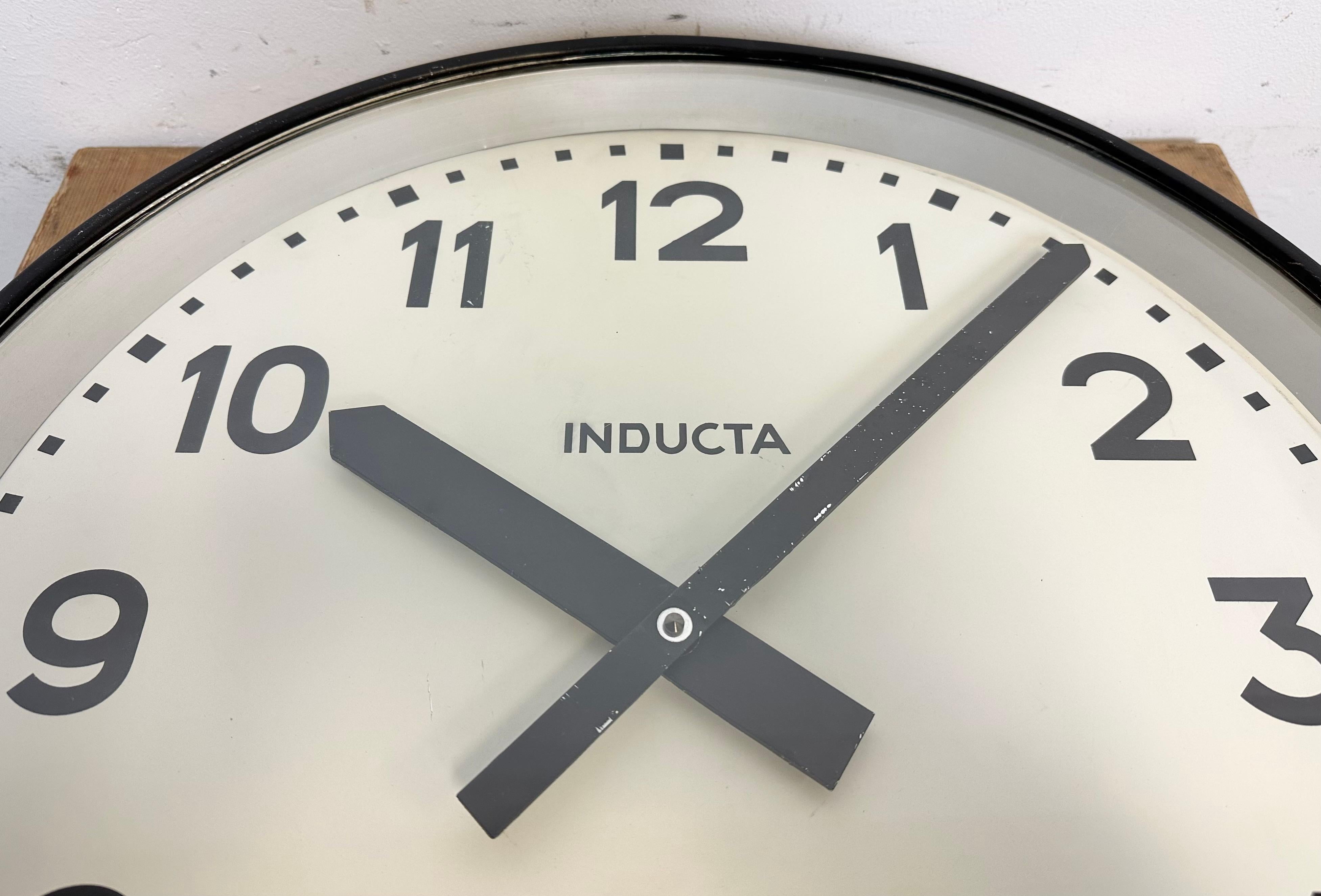 Huge Black Swiss Industrial Wall Clock from Inducta, 1960s 2